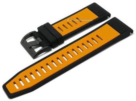 Uhrenarmband ScKB114 26mm Schwarz Orange Silikon Easy Quick Fit Passend