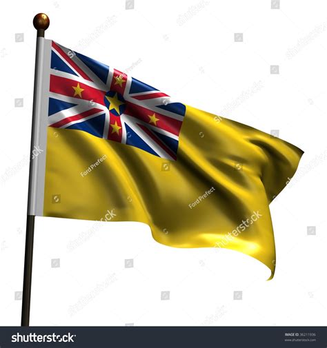 Flag Of Niue High Resolution D Render Isolated On White With Fabric