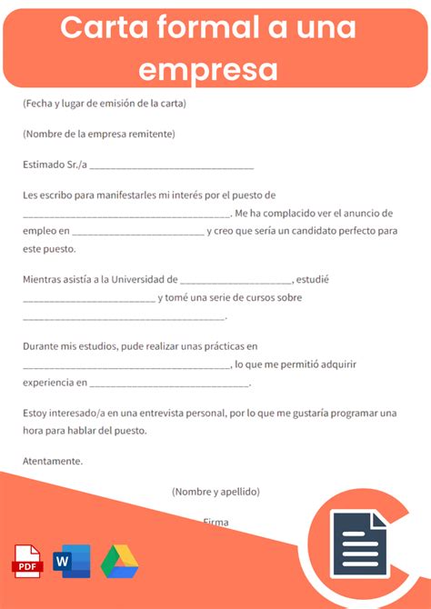 Carta Formal a una empresa Guías Online Word Pdf