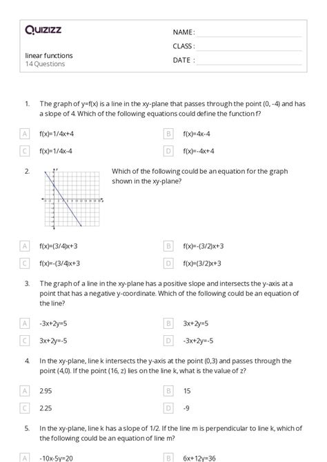 50 Linear Functions Worksheets On Quizizz Free And Printable