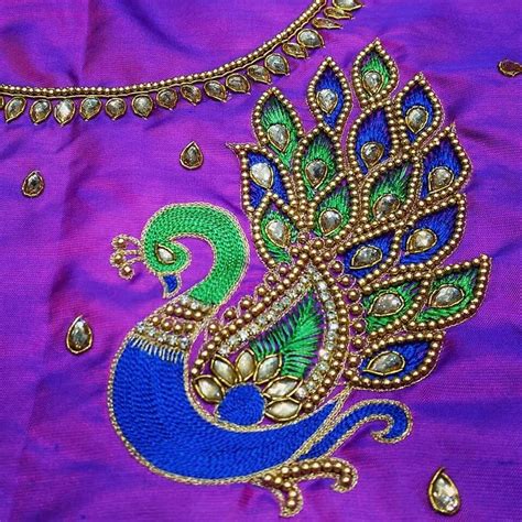 Peacock Pattu Saree Blouse Peacock Aari Work Blouse Designs Looking