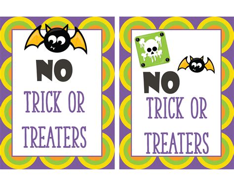 Free No Trick Or Treaters Sign Free No Candy Sign