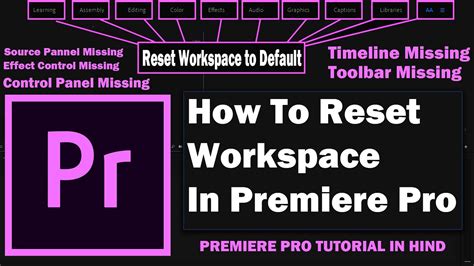 How To Reset Workspace In Premiere Pro Reset Workspace To Default