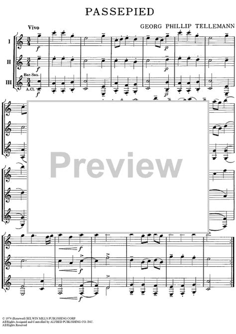 Passepied Eb Saxes Eb Clarinets Sheet Music For Eb Saxes Eb