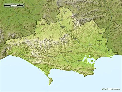 Blue Green Atlas Free Relief Map Of England South West England Dorset