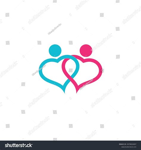 Two Hearts Logo Vector Template Line Stock Vector Royalty Free