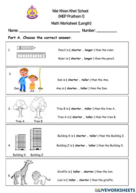 Length online pdf worksheet | Live Worksheets