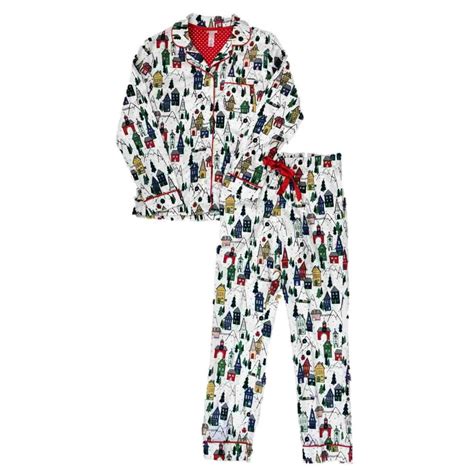 Wondershop Womens White Flannel Christmas Village Pajamas Holiday