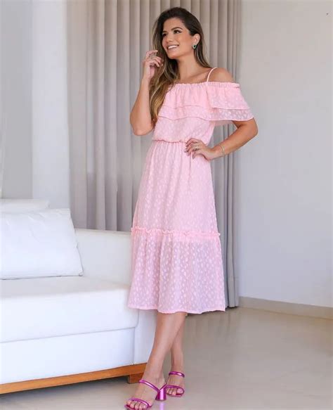 Vestido Ciganinha Com Babados No Decote Doce Flor Fashion Dresses Off Shoulder Dress