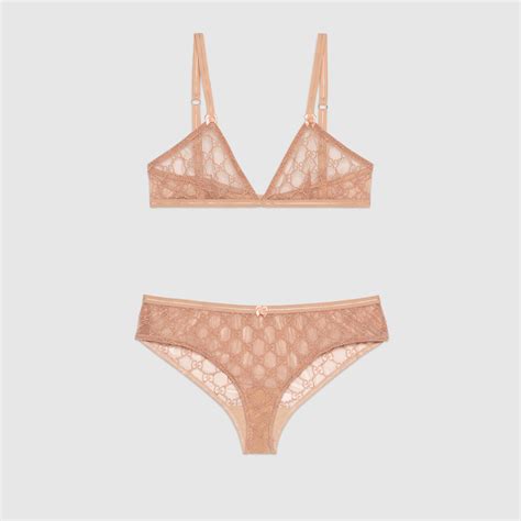 GG Tulle Lingerie Set In Pale Pink Triangle Cup GUCCI NO