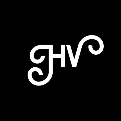 El diseño del logotipo de la letra HV en fondo negro el concepto de la