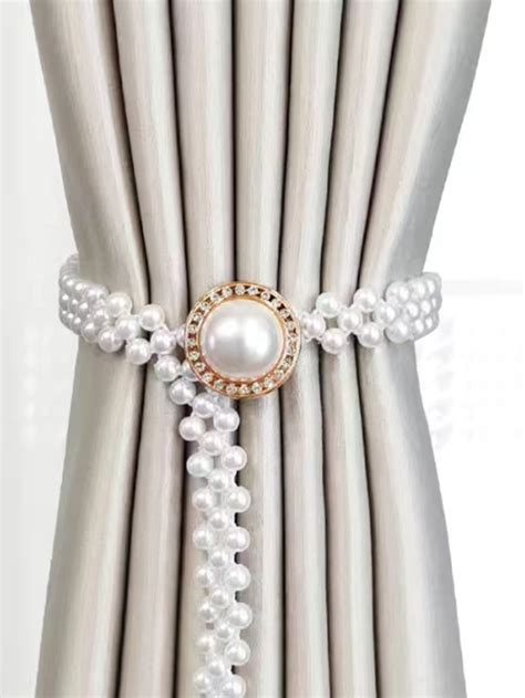 1pc Faux Pearl Decor Curtain Tieback Curtain Tie Backs Plastic Curtains Curtain Holder