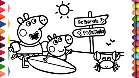 Peppa Pig And George Pig Are Going To Beach Drawing Peppa Pig Drawing