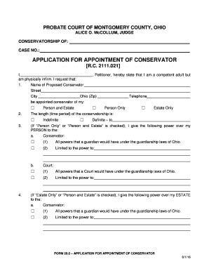 Fillable Online Mcohio Conservatorship Of Fax Email Print Pdffiller