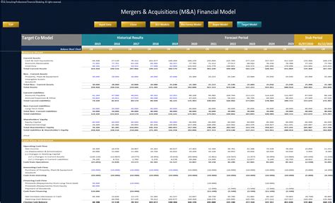 Excel Template Mergers Acquisitions M A Financial Model Excel