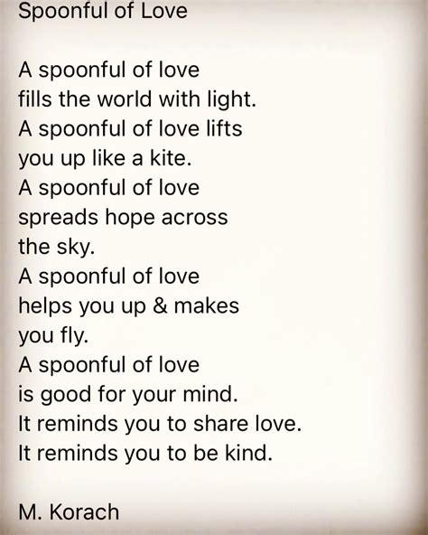 Melanie Korach On Twitter My Poem Spoonful Of Love Is Dedicated To