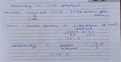 A Sample Of Concentrated Nitric Acid Has Density Of Mathrm G