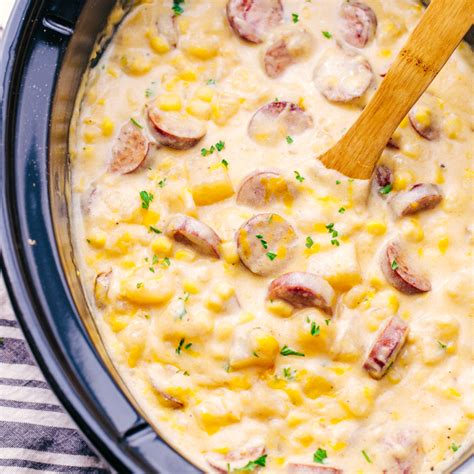 Slow Cooker Creamy Sausage And Potato Soup Recipe The Food Cafe