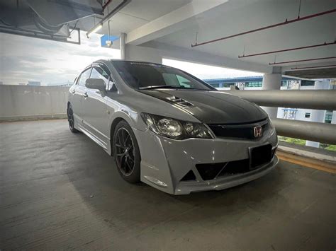 Sporty Modded Grey Honda Civic With Loud Lta Approved Exhaust For Rent