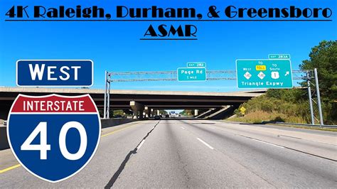 4K Drive Raleigh Durham Greensboro ASMR Interstate 40 West I 40