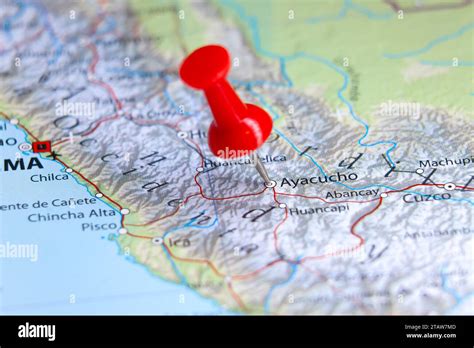 Ayacucho, Peru pin on map Stock Photo - Alamy