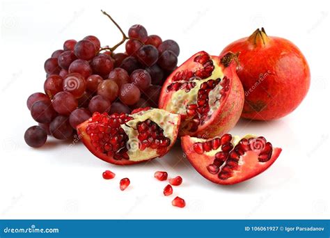 Pomegranate And Grapes Stock Image Image Of Fruit Tasty 106061927