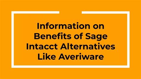 Ppt Information On Benefits Of Sage Intacct Alternatives Like