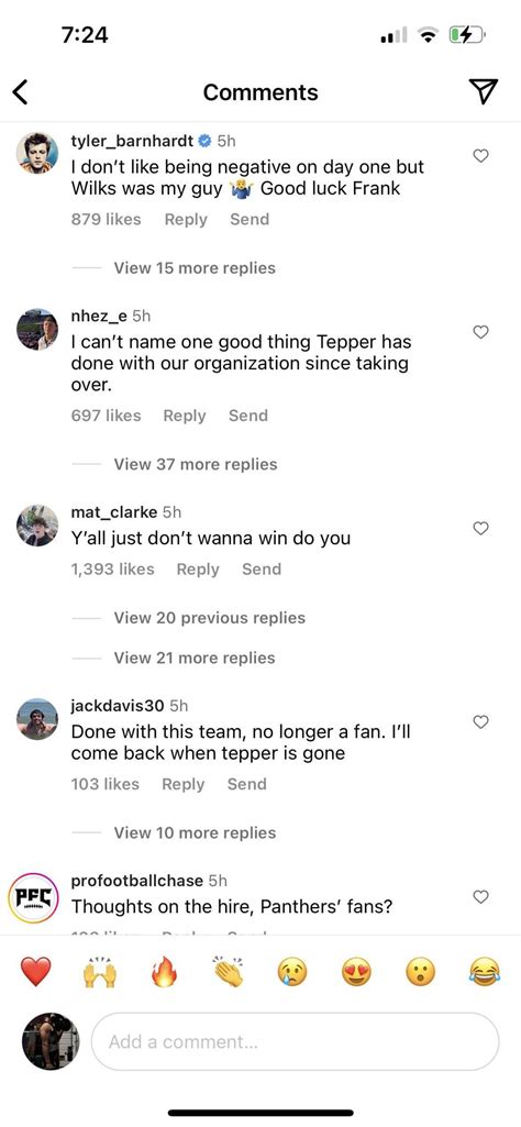 Panthers Instagram Comments Fans Are Fuming The Post Panthers