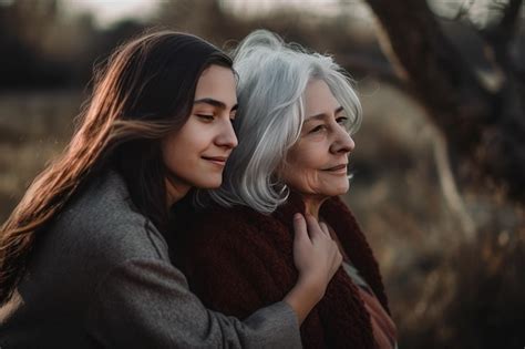 Premium Ai Image Senior Mother And Adult Daughter Together Ai Generated