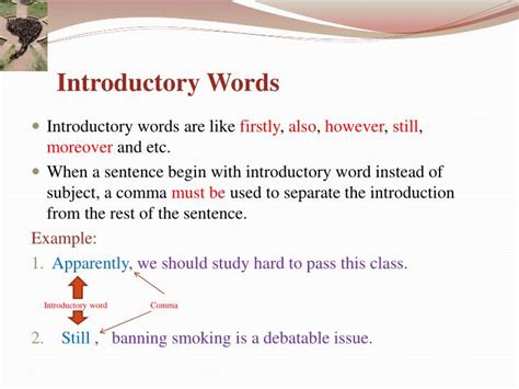 Introductory Words And Phrases List