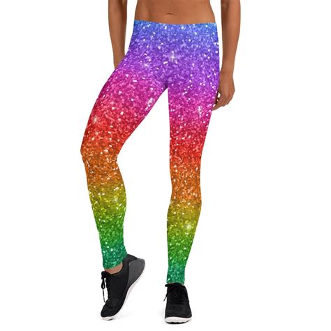 Rainbow Glitter Leggings Etsy