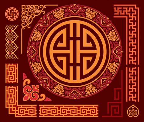 Set Of Oriental Chinese Design Elements Stock Vector Image By