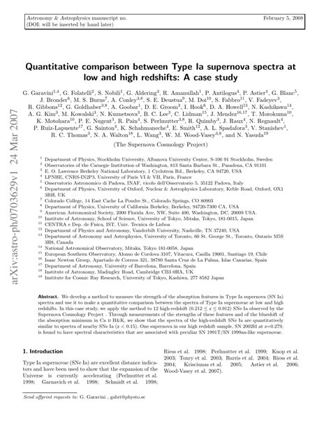 (PDF) Quantitative comparison between Type Ia supernova spectra at low ...