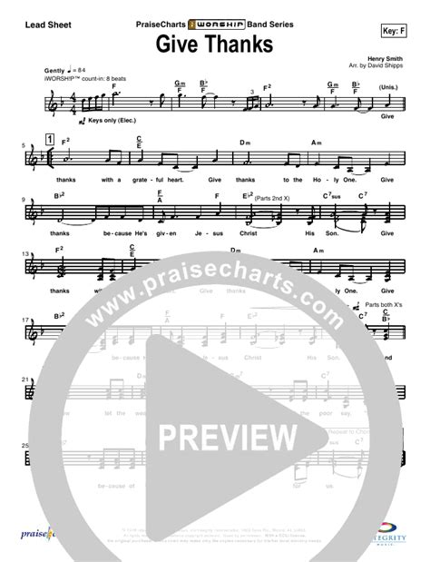 Give Thanks Lead Sheet And Pianovocal Don Moen Praisecharts