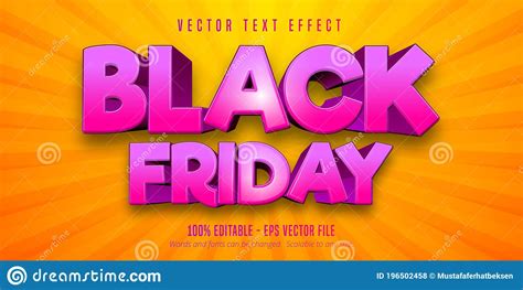 Black Friday Text Cartoon Style Editable Text Effect Stock Vector