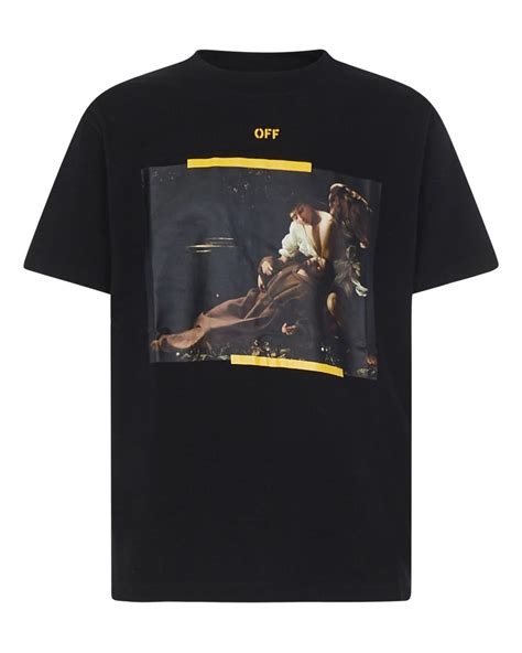 Off White C O Virgil Abloh Cotton Diagonal Arrow Caravaggio T Shirt In