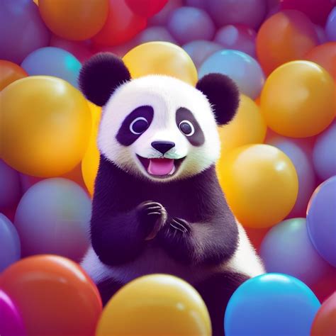 Ours Panda Bébé Mignon Avec De Grands Yeux Illustration De Dessin Animé