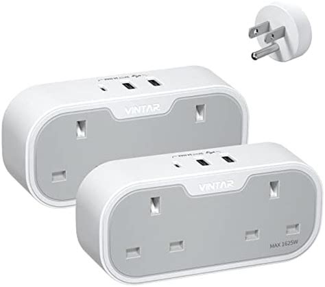 Lencent Uk To Us Plug Adapter With Usb Ports Grounded America Travel