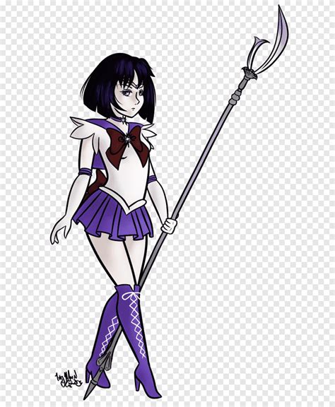 Mangaka Black Hair Anime Costume Weapon Sailor Saturn Purple