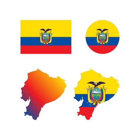 Conjunto De Vectores De Bandera Y Mapa Nacional De Ecuador Vector Premium