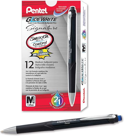 Pentel Glidewrite Signature Ballpoint Pen Black Barrel 10mm Medium