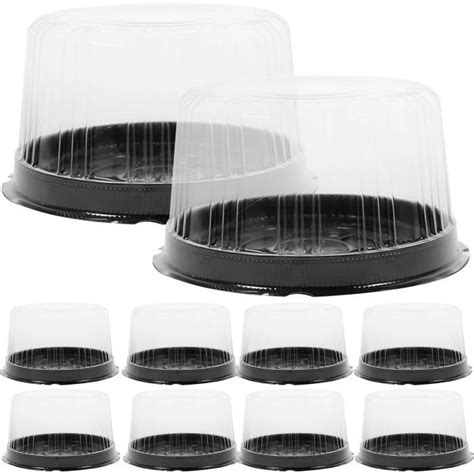 Lot De 10 Boîtes À Gâteau Jetables En Plastique Avec Couvercles En