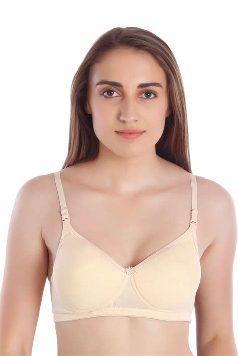 Miestilo Women Cream Padded Cotton Blend Seamless Bra Plain At Rs 58