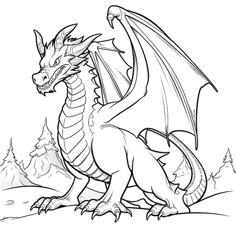 „drache Auf Dem Berg Kostenloses Ausmalbild