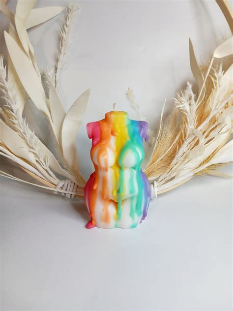 Curvy Female Torso Scented Candle With Pride Flag Drip LGBTQ Gift WLW MLM Gay Gifts Body