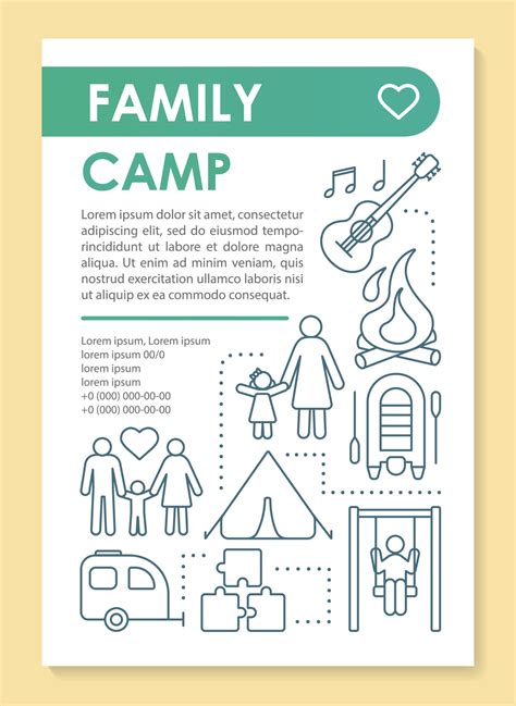 Land, utomhus- familj camping resa broschyr mall layout. flygblad, häfte, folder skriva ut ...