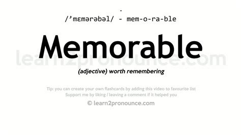 Pronunciation Of Memorable Definition Of Memorable Youtube