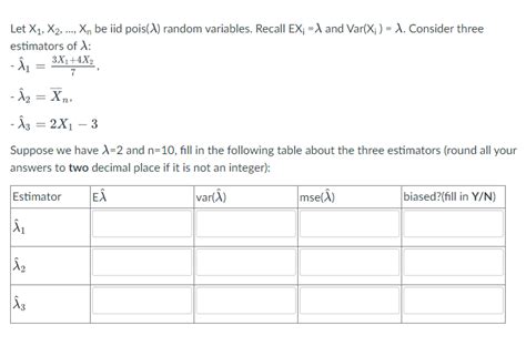 Solved Let X1 X2 X Be Iid Pois 2 Random Variables Chegg