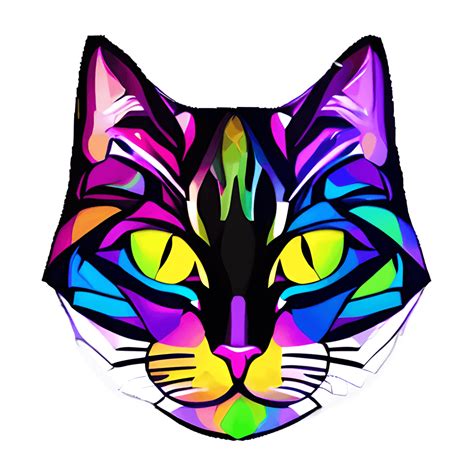 Rainbow Stained Glass Cat Mosaic Portrait · Creative Fabrica