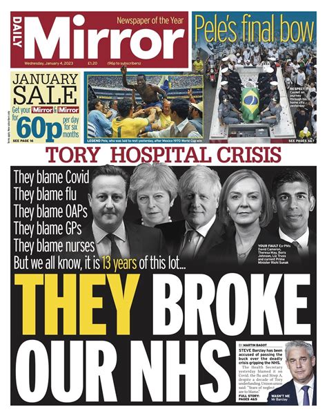 Daily Mirror Front Page Th Of January Tomorrow S Papers Today